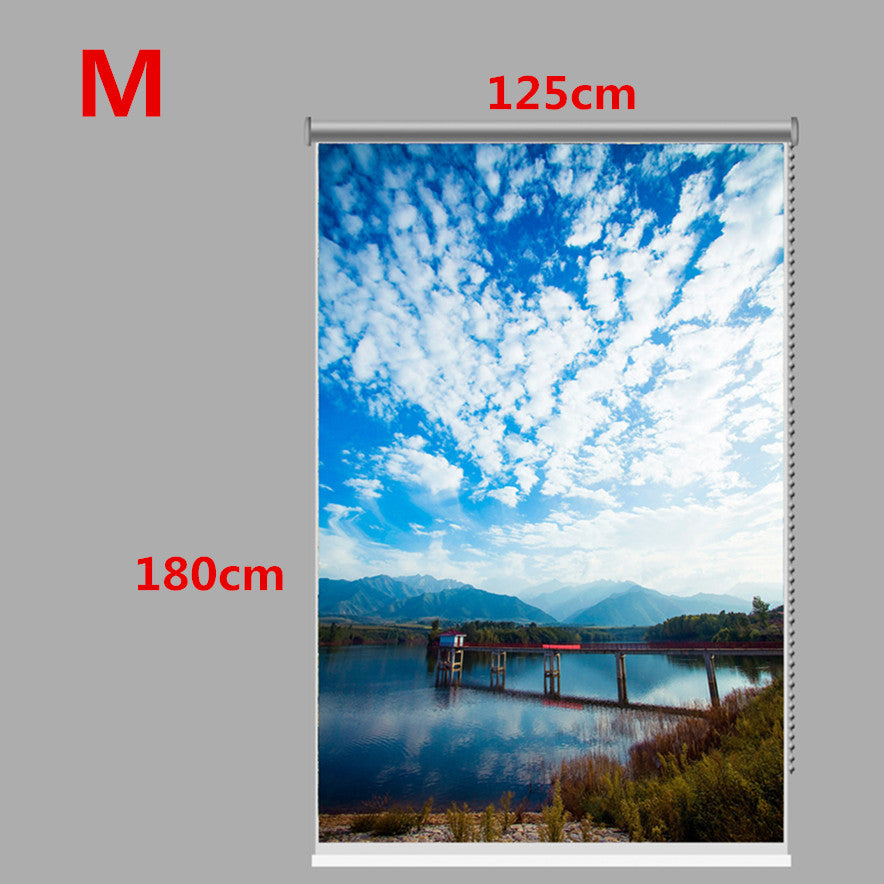 Blue Sky Roller Painting Wall Decor Curtain